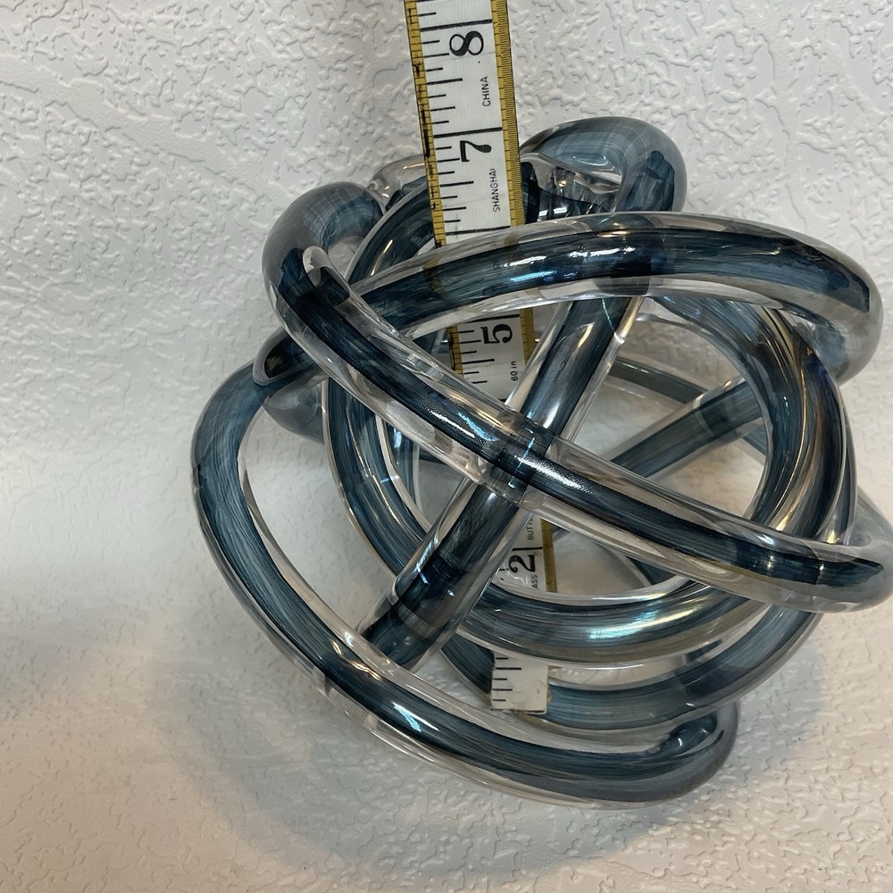 Large Hand-Blown Glass Infinity Knot Dculpture Modern Abstract Decor 7.75"x7.25" - Picture 13 of 15